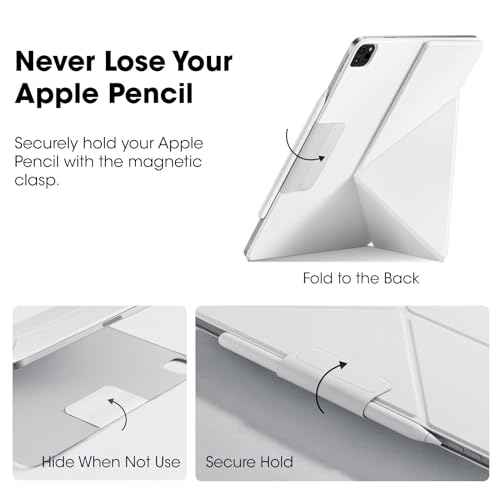 Étui magnétique pour iPad Pro 13 m4 2024 avec porte-crayon blanc - 4