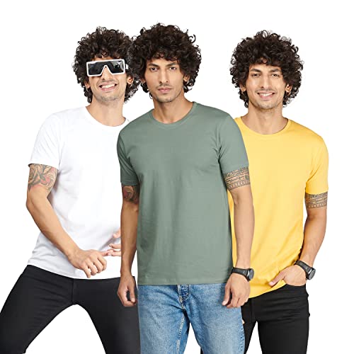 Image of BeeBasic Cotton Regular Fit Tshirts for Men Combo Pack of 2 - Round Neck Half Sleeves Tshirts