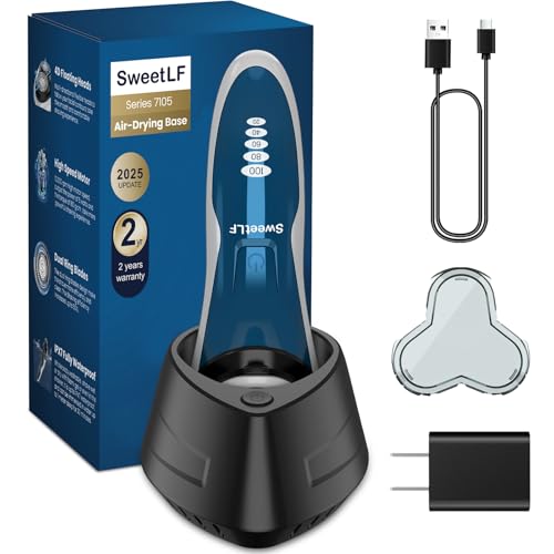Image of SweetLF Electric Shaver with Air Drying Base - IPX7 Waterproof Electric Razor, Rechargeable Cordless Shavers for Men, Type-C, 120Mins Runtime, Plug & Play, Pop-up Trimmer, (with Charger),Blue
