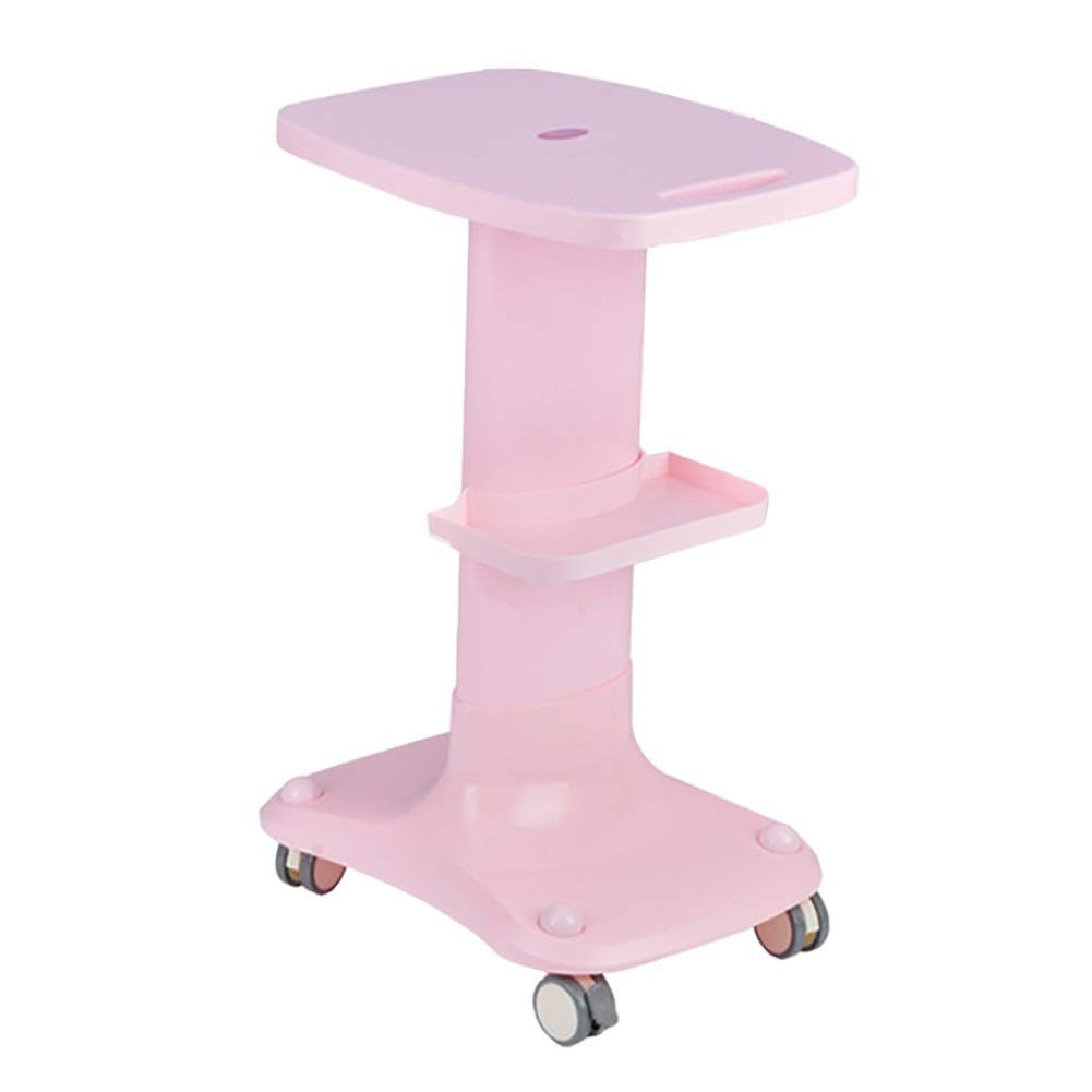 DFEDHF Multifunctional Portable Movable Cart,Service Cart Abs Beauty Carts on Wheels, Heavy-Duty Beauty Salon Instrument Trolley with Storage Tray, Small Bubble Bracket,Pink, White(Pink)