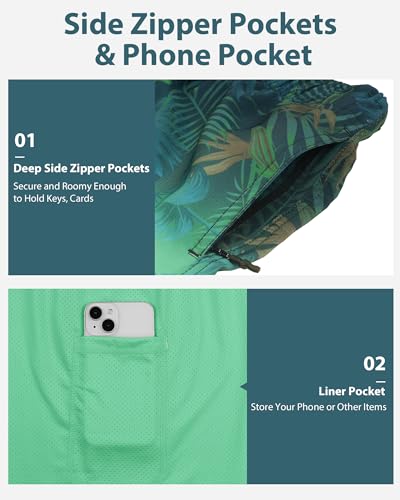 BOJIN 2 in 1 Mens Swim Trunks with Compression Liner 5.5" Inseam Quick Dry Bathing Suit Shorts with Zipper Pockets4