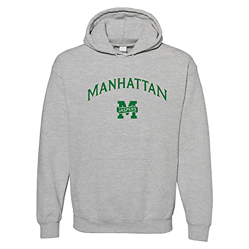 AH03 - Manhattan University Jaspers Arch Logo Hoodie - Large - Sport Grey