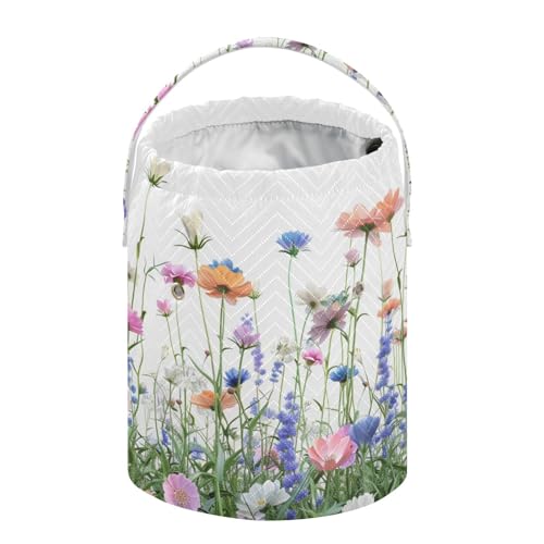 Image of Tatenale Crochet Bag Yarn Bag Knitting Project Bag with Pockets and Handle Portable Yarn Storage Organizer Tangle Free 8.3x11 InchWildflower Blomming27