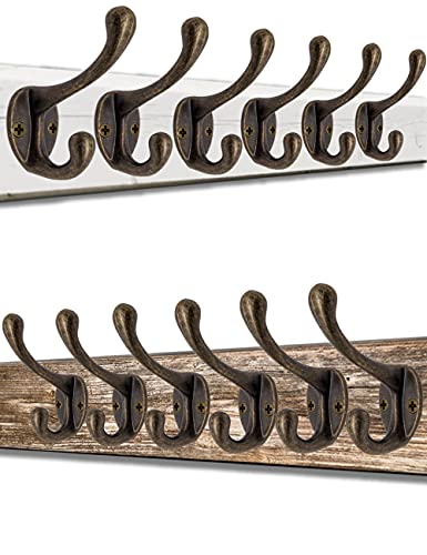 Fuxxer Antike, kleine Garderoben-Haken, Eisen in Messing Bronze Design, 6er Set