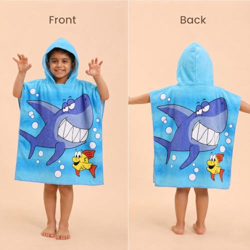 Image of Kids Poncho Towel 300 GSM 120x60 CM, Sky Blue