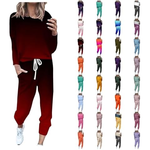 JMMSlmax Womens Pants Sets 2 Piece Outfits Dressy Casual Long Sleeve Pullover Sweatshirt Long Pant Set Sweatsuits Tracksuits Cover