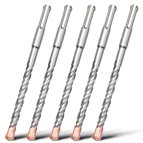 HSAWBIT 5 PACK OF - 8mm x 160mm LONG SDS MASONRY DRILL BIT, TUNGSTEN CARBIDE TIP SDS PLUS SHANK, FOR WALL STONE CONCRETE BRICK