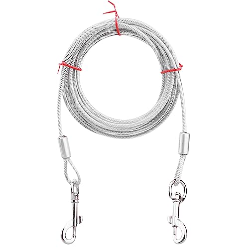 Brida de cable para perro, 0.20118.11 cm, cuerda de alambre de acero para mascotas pequeñas, cadena de perro para exterior, cable de amarre para mascotas para acampar
