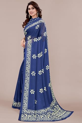 Image of MIRCHI FASHION Saree for Woman Chiffon Batik Printed | Lightweight Daily Wear Women's Office Sari with Blouse Piece (Available in 40 Colours)