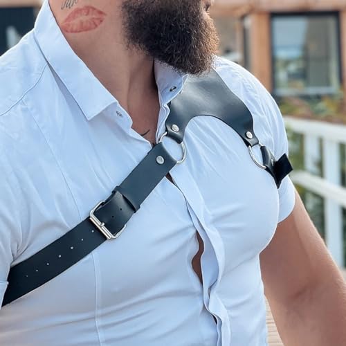 Men's Harness Belt, Costume PU Leather Body Chest for Men, Sexy Punk Body Harness Belt, Adjustable Buckle Clothes Outfits, Nightclub Cosplay Clubwear #293