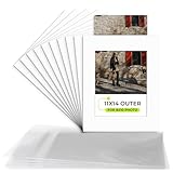 Golden State Art, Acid-Free Cardboard Frames,Pack of 10 White 11x14 Slip in Mats for 8x10 Photo Pre-Adhesive with Backing Board,Paper Frames for Picture Holder,Includes 10 Clear Bags