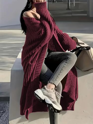 Image of Womens Long Cardigan Sweaters Open Front Oversized Duster with Pocket for Women 2025 Fall Winter Knit Design Coats