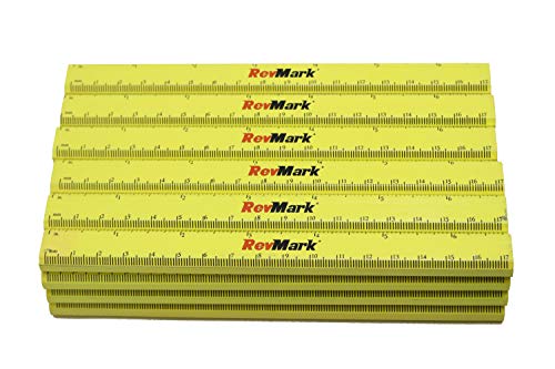 RevMark Carpenter Pencils with Ruler Printed on Pencil (24 Pack) (Neon Yellow)