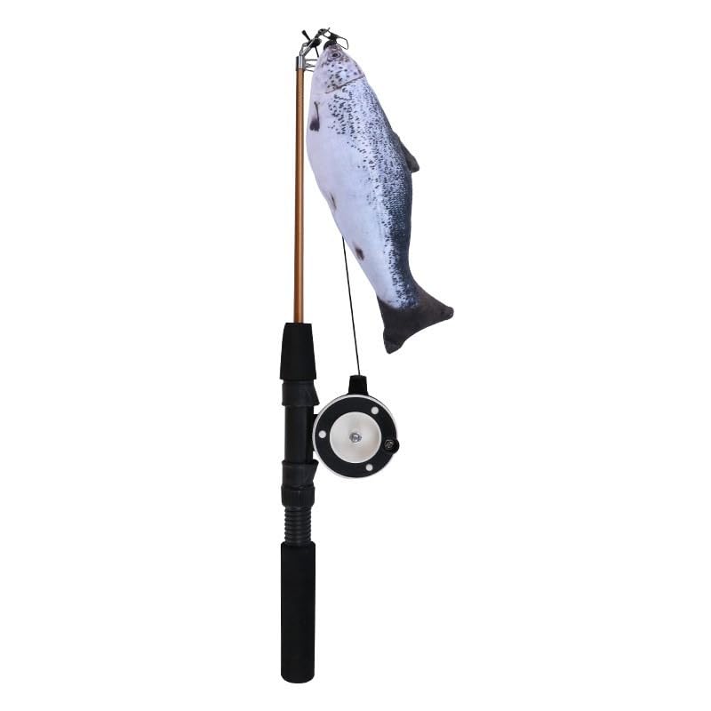 Gorwagely Cat Fishing Toy, Retractable Cat Wand Toys Cat Teaser, Telescopic Fishing Pole (Blue)