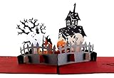 iGifts And Cards Halloween Trick or Treat 3D Pop Up Greeting Card - Pumpkin, Friendly Ghost, Witch, Owl, Haunted House, Bats, Graveyard, Tombstone, Jack-O-Lantern, Scary, Spooky, Half-Fold, Fun, Wow
