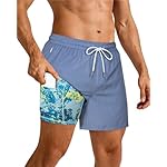 SURF CUZ Mens Swim Trunks with Compression Liner Swimming Trunks 5 Inch Bathing Suit Quick Dry Swim Shorts - Image 2