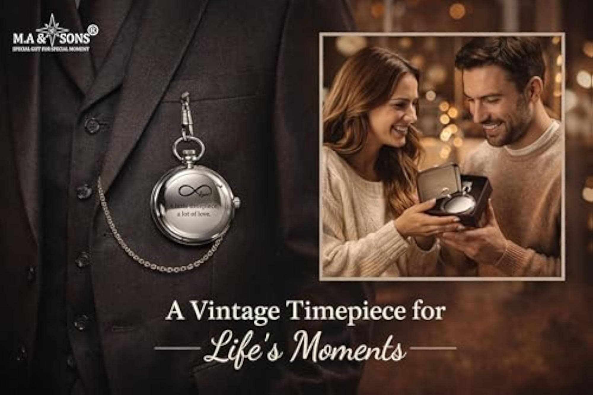 Analog Unisex Brass Personalized Push Button Pocket Watch