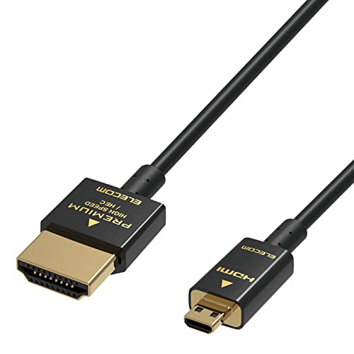 �G���R�� micro HDMI �P�[�u�� 1.0m �v���~�A�� �X�[�p�[�X���� 4K 2K (60P)�Ή� �u���b�N DH-HDP14SSU10BK