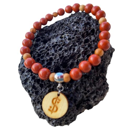 Bracelet jaspe rouge contre la fatigue : ancrage naturel en bois d'olivier