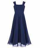 Hohe Taille, Bodenlang iEFiEL Mädchen Kleid Festkleid Hochzeit Blumenmädchen Tanzkleid Kommunionkleid Festliches Kleid für 104 116 128 140 152 164 Marineblau 164