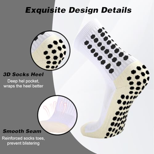 12 Pack Men's Soccer Socks Anti Slip Non-Slip Grip Pads for Football Basketball Sports Grip Soccer Socks3