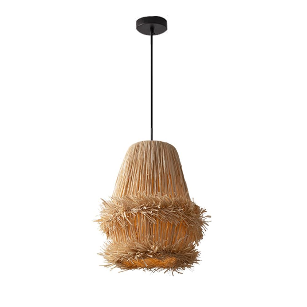 CHUNGYANG Hand-woven Pendant Lamp For Kitchen Island Natural Materials Lampshade Dining Living Room Chandelier Light Fixture With Adjustable Suspension Line Wabi-sabi Style Hotel Entryway Hanging Lamp