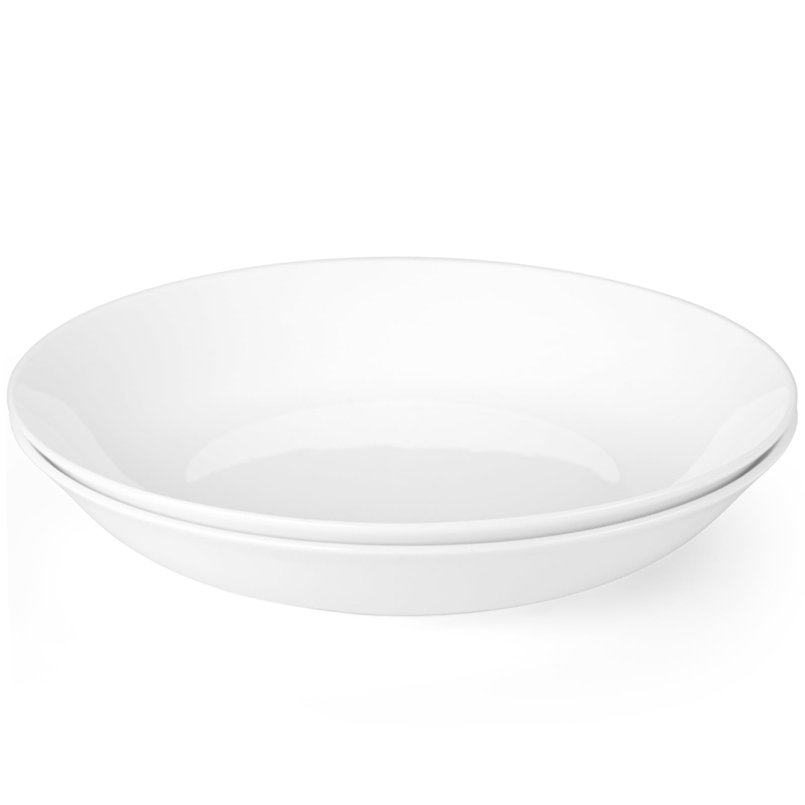 Juego de platos de sopa blancos de cerámica de 9 pulgadas para sopas, pasta, cereales (2, L)