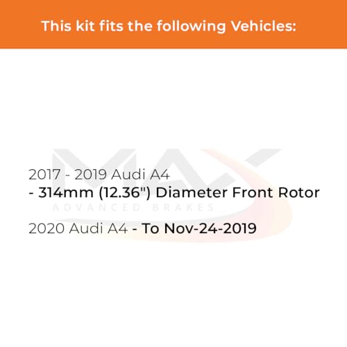 Image of Max Advanced Brakes Front & Rear Brake Kit Compatible With 2017 2018 2019 2020 A4 w /12.36 inch Front Rotor Replacement Geomet Coated OE Disc Brake Rotors and Ceramic Brake Pads