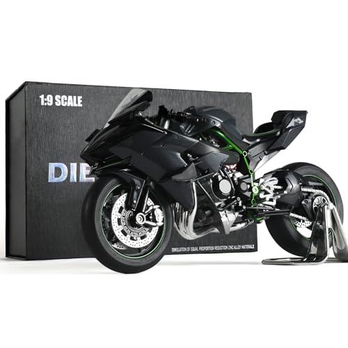 Image of 1:9 Motorcycle Model for Kawasaki Ninja H2R Metal Die-cast Motorcycle Model No Assembly Required Mini Finished Moto Classic Collection Gift for Adult(Black)