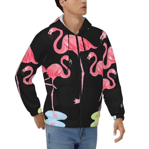 Sweat zippé homme flamants roses ample pour vos sorties en plein air et weekends