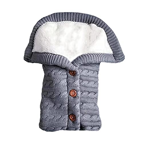Image of Jktown Newborn Baby Wrap Swaddle Blanket Knit Sleeping Bag Receiving Blankets Stroller Wrap for Baby(Grey) (0-6 Month), 27.56 x 15.75 in