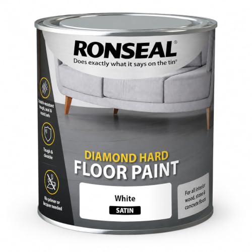 Image of DRW White Diamond Hard Floor Paint, Satin Interior Floor Paint, 750ml