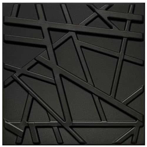 Deccart - Panele ścienne 3D Panele sufitowe Okładziny ścienne ze styropianu Płytki sufitowe Panele dekoracyjne Panele ścienne Styropian 50x50 cm Linia 5 m², 20 sztuk, Czarny
