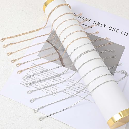 12pcs Gold/Silver Ankle Bracelets for Women Layered Waterproof 14k Cuban Link Chain Anklets Set Adjustable Dainty Summer Beach Gold Accessories Boho Bracelet Jewelry4