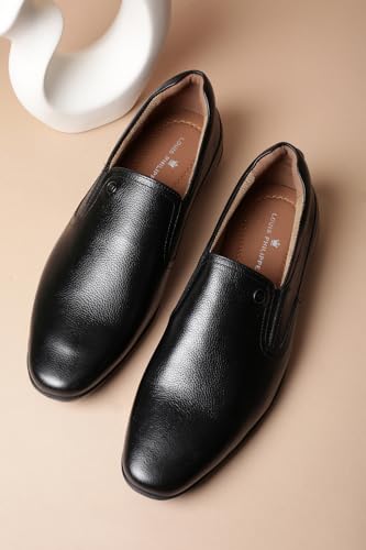Image of Louis Philippe Men Premium Leather Breathable Lining Material Anti Slip Flat Heel TPR Sole Formal Slip-on Shoes