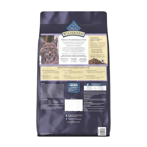 Image of Blue Buffalo Wilderness High Protein Grain Free Dry Food for Adult Cats, 40% Protein, with Chicken, 15 lb. Bag