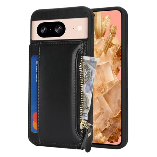 Image of Cavor for Google Pixel 8 Case Wallet with Card Holder, Black