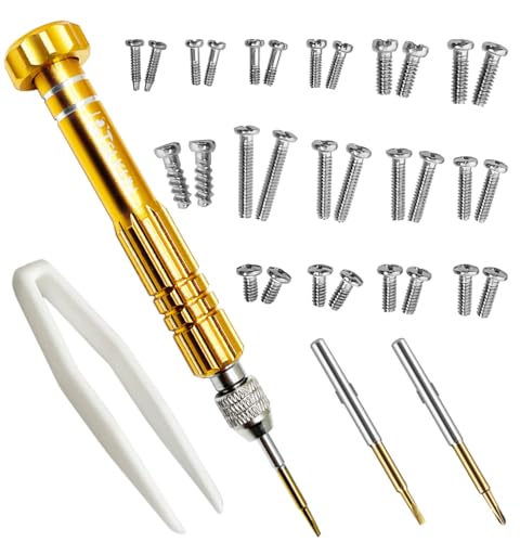 Image of PTSLKHN Eyeglass Repair Kit, S2 Steel Screwdriver with 15 Types of Screws, Precision Eye Glass Repair Tool Set (Gold2in1-screws)