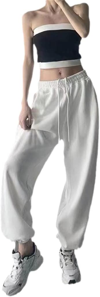 KEHAIOO Women Spring Gray Sweatpants, Summer Streetwear Women Pants, High Waist Joggers, Loose Sports Pants