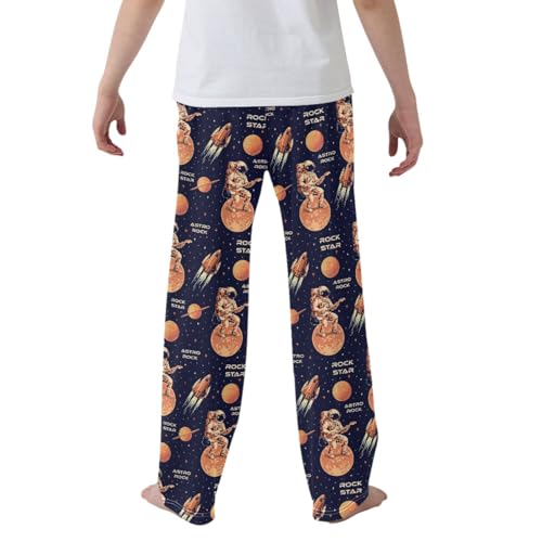 CaTaKu Boys Astronaut Guitar Planets Pants for Boys Girls Wide Leg Sweatpants Kids Long Bottoms with Pockets Size 6-14Y2