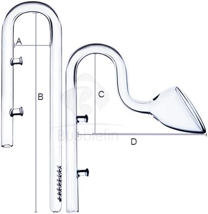 Glass Lily Pipe Inflow Outflow for Canister Filter Plant Tank (17 mm Double-Nail)