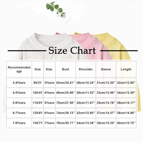 Kids Girls Dressy Casual Cardigan Hollow Out Button Closure Sweater Crew Neck Long Sleeve Fall Trave Outwear Size 3-83