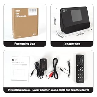 Ocean Digital WR-03M Internet Radio Receiver (No Built-in Speaker) with Bluetooth, FM, Wi-Fi, LAN, Optical & Line Out, UPnP/DLNA Streaming, Alarm Clock, Podcasts HiFi Component for Home Audio System