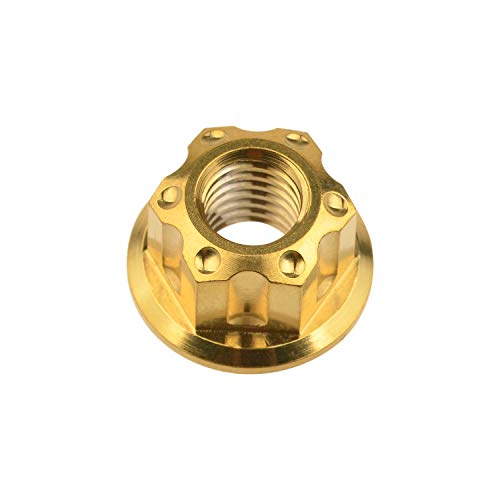 Image of Titanium M6 M8 M10 M12 M14 M16 Flange Bolt Nut Bicycle Motorcycle Rear Axle Car Modification Accessories Pack of 6 (M14 Pitch 1.5mm, Gold)
