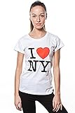 JUNIORS I LOVE NY CAP SLEEVE T-SHIRT WHITE (Large)