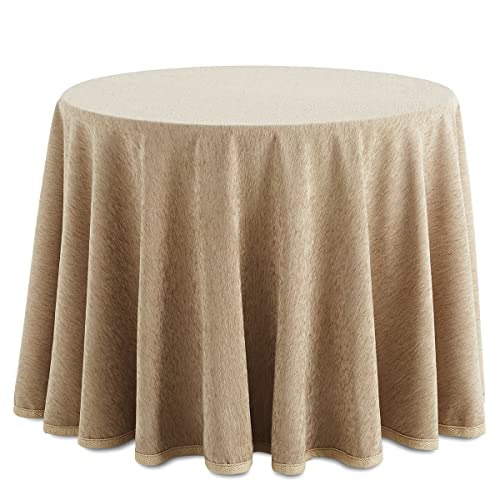 Ropa o Falda Camilla, Enaguilla Redonda de Tejido Chenilla, Medida 100 cm diámetro, Color Beig. Mantiene el Calor. Aspecto Aterciopelado y Tacto Muy Suave.