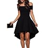 Sarin-Mathews-Womens-Off-The-Shoulder-Short-Sleeve-High-Low-Cocktail-Skater-Dress Sarin Mathews Women Off The Shoulder Short Sleeve High Low Cocktail Skater Dress Black L
