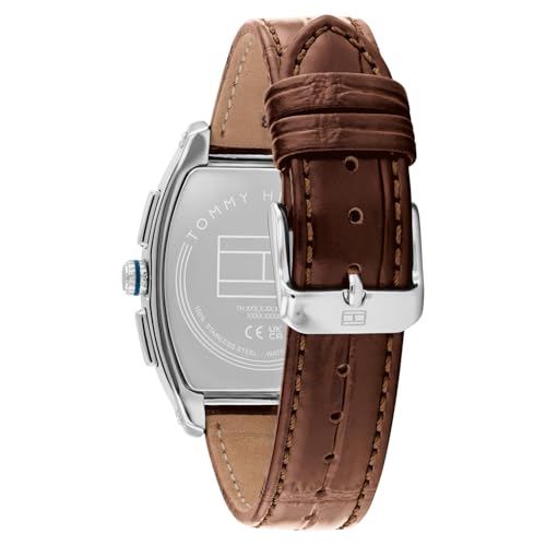 Image of Tommy Hilfiger Th-Oxford with Blue Dial Brown Leather Strap Watch for Men - TH1710760