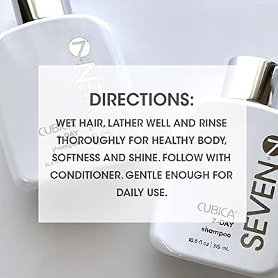 SEVEN Haircare Cubica 7-DAY Shampoo for Women, Men, All Hair Types, Add Shine and Moisture to Hair, Sulfate & Paraben Free, Cruelty Free with Biotin + Green Tea Extract, Made in USA