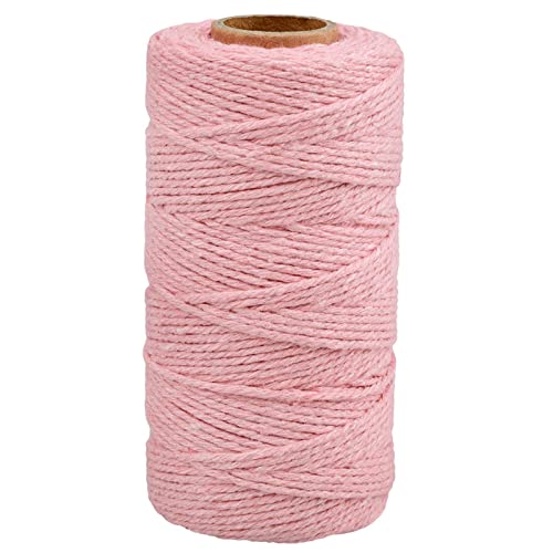 Image of G2PLUS 2MM Cotton String,328 Feet Pink Cotton String for Crafts | Natural Soft and Sturdy, Easy to Cut, Gift Wrapping, Home Decor ,Valentine's Day Gift Twine, Holiday Decor